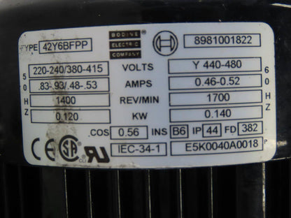 Bosch 3842503067 20:12 Ratio 70RPM 0.140kW 440/480 Conveyor Drive Fixture