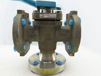 Fluroseal 1-1/2" Flange Class 150 Stainless Steel 3 Way Divert Ball Valve CF8M