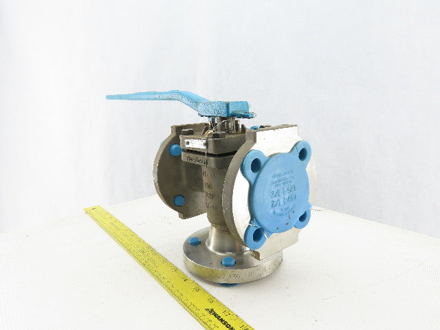 Fluroseal 1-1/2" Flange Class 150 Stainless Steel 3 Way Divert Ball Valve CF8M
