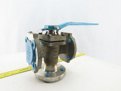 Fluroseal 1-1/2" Flange Class 150 Stainless Steel 3 Way Divert Ball Valve CF8M
