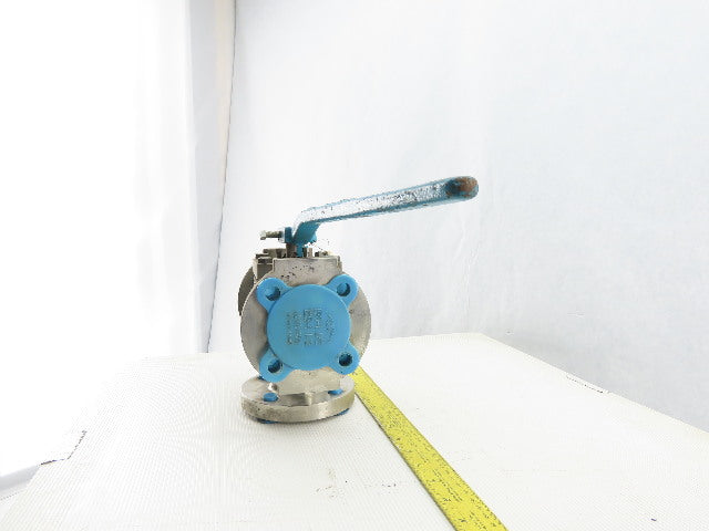 Fluroseal 1-1/2" Flange Class 150 Stainless Steel 3 Way Divert Ball Valve CF8M