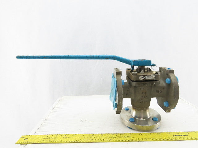 Fluroseal 1-1/2" Flange Class 150 Stainless Steel 3 Way Divert Ball Valve CF8M