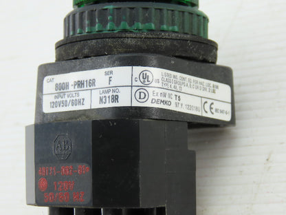 Allen Bradley 800H-PRH16R/F LED Green Pilot Light 120V Series F