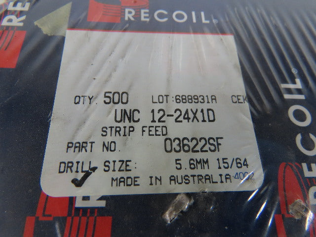 Recoil 03622SF UNF 12-24X1D Thread Repair Insert Coil Strip 500/Roll Lot Of 2