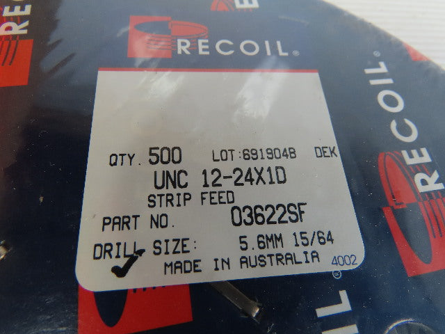 Recoil 03622SF UNF 12-24X1D Thread Repair Insert Coil Strip 500/Roll Lot Of 24