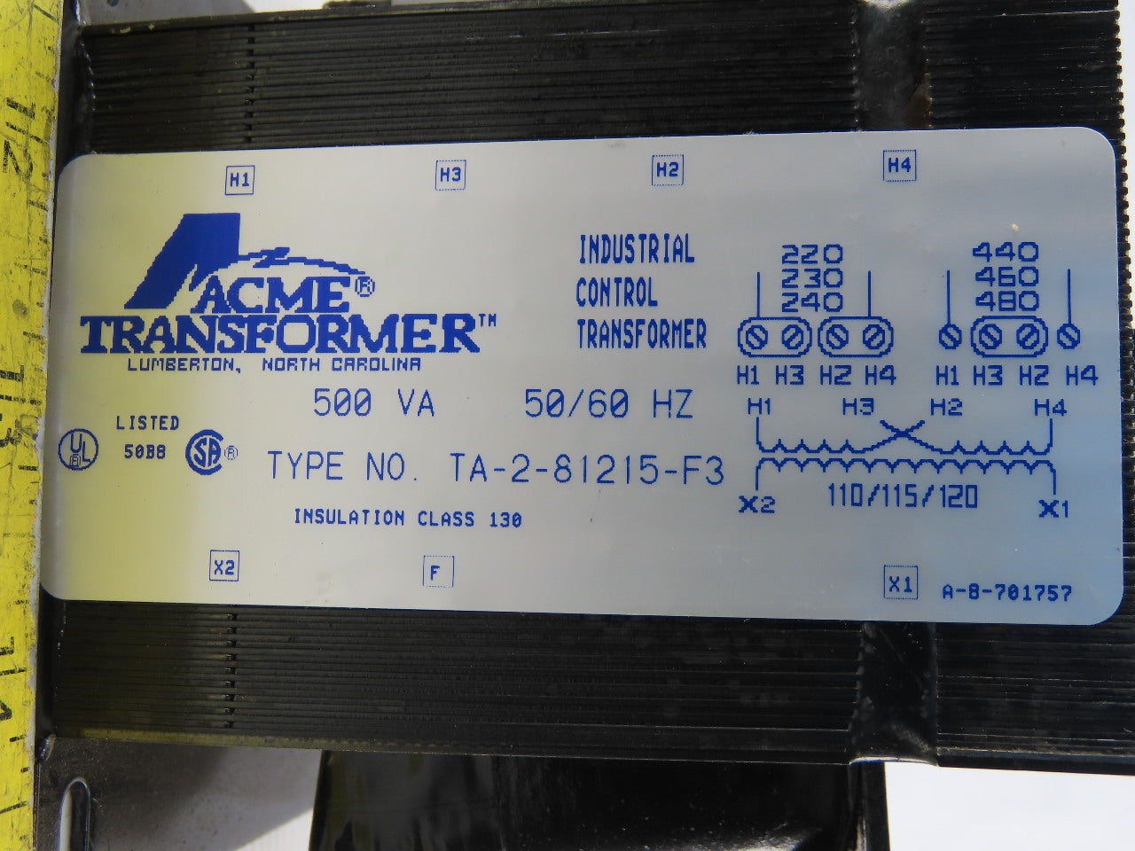 Acme Transformer TA-2-81215-F3 Transformer 500VA 230/460 Pri 110/15/120 Sec