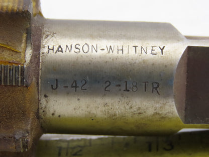 Hanson Whitney 2-18TR 2"-18 8 Flute Plug Tap 59/64" Square Shank