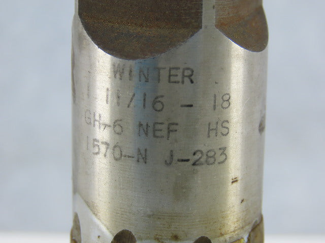 Winter 1-11/16"-18 8 Flute Spiral Plug Tap 59/64" Square Shank