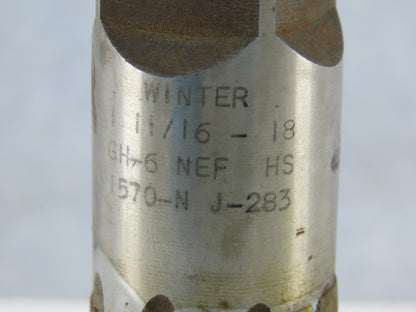 Winter 1-11/16"-18 8 Flute Spiral Plug Tap 59/64" Square Shank
