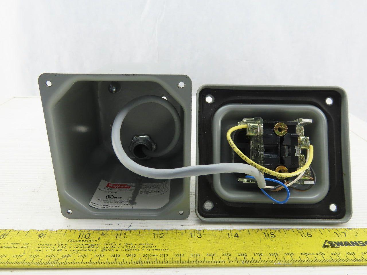 Hoffman E-D1PBX Push Button Enclosure W/800H-FRXTQ24/A1 Red Push Pull E-Stop