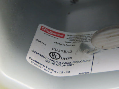 Hoffman ED1PBM2 Enclosure Type 4,12,13 W/ Black On off Switch