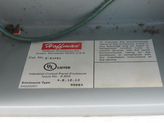 Hoffman E-D1PB1 Enclosure Type 4,6,12,13 W/800H-FRXMQ24 A7/F 24V Push Pull Estop