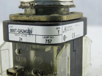 Allen Bradley 800T-QA24GD1/T Amber Push Button 24V 1N.O 1N.C Series T
