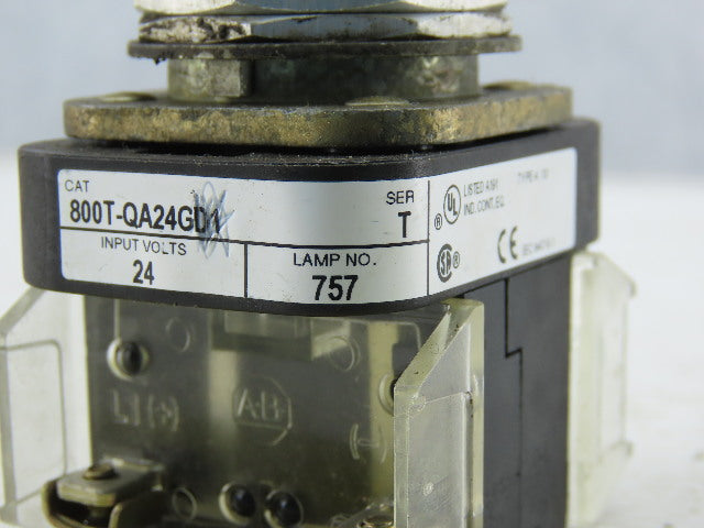 Allen Bradley 800T-QA24GD1/T Amber Push Button 24V 1N.O 1N.C Series T