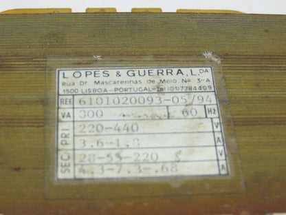 Lopes & Guerra 300VA Transformer 220-440 HV 28-55-220 LV