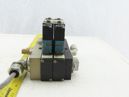 MAC 92B-AAF-000-DM-DFBP-1DM Solenoid Valve Manifold Bank Assembly of 2 24VDC