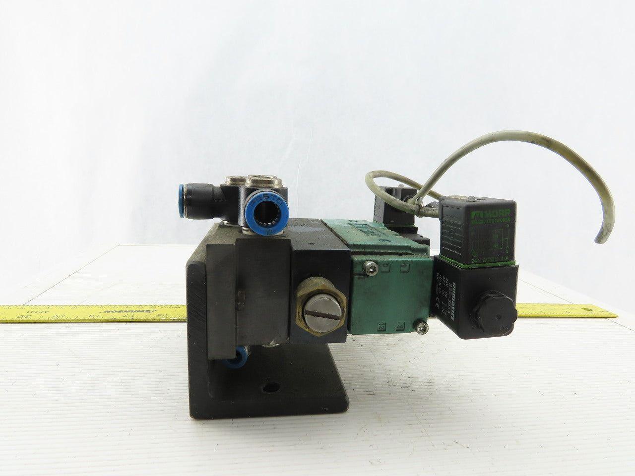 Numatics 123BB6004026Y61 Pneumatic Solenoid Valve W/Manifold Block 24/32VDC Coil