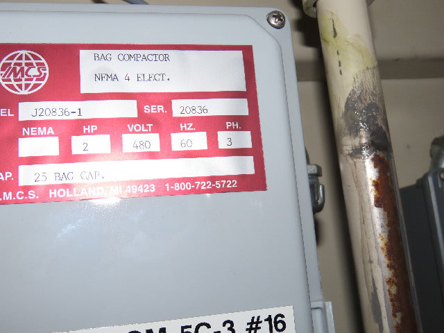 IMCS J20836-1 Compactor 25 Bag Capacity 480V 3Ph