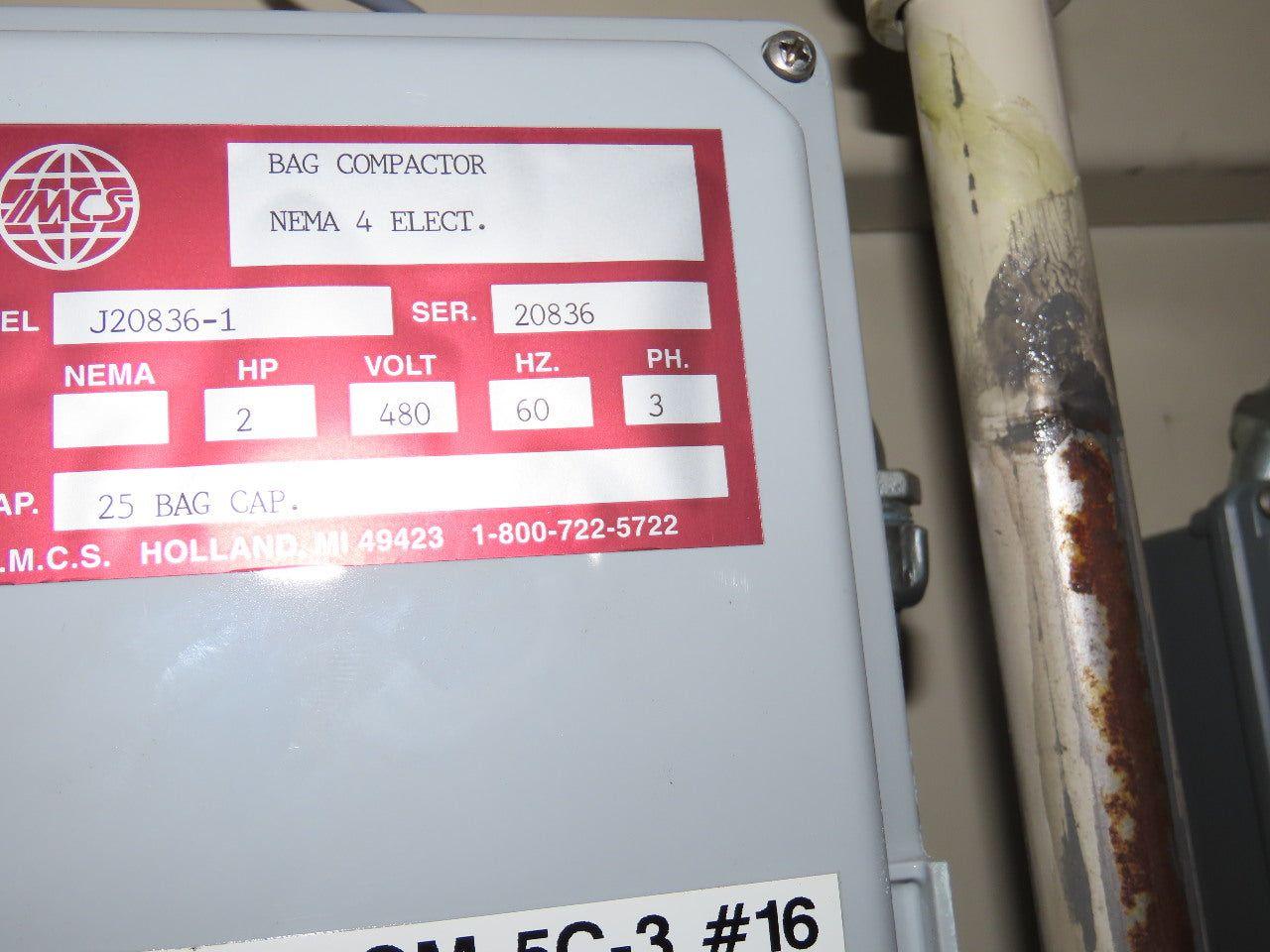 IMCS J20836-1 Compactor 25 Bag Capacity 480V 3Ph