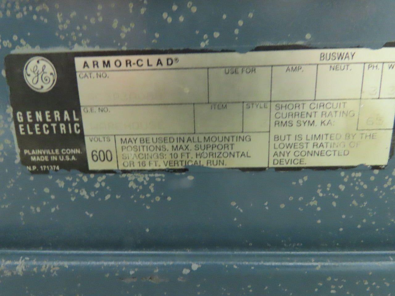 General Electric AC3P3A085 Armor Clad Busway Bus Duct/Bar 600V 800A 5 Taps