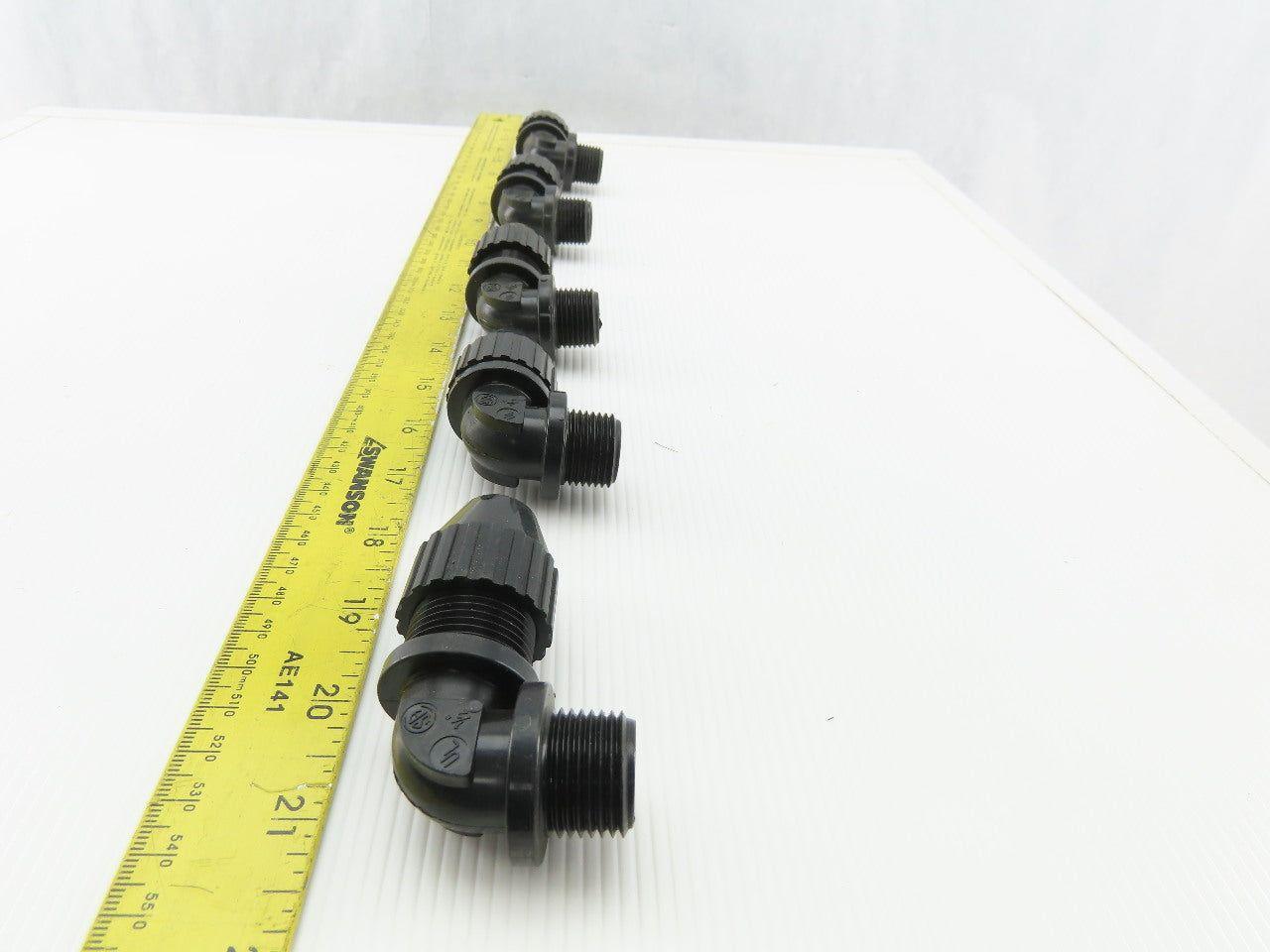 T&B 1/2" Nylon Cable Strain Relief Cable Grip Box Connector Elbow Lot Of 5