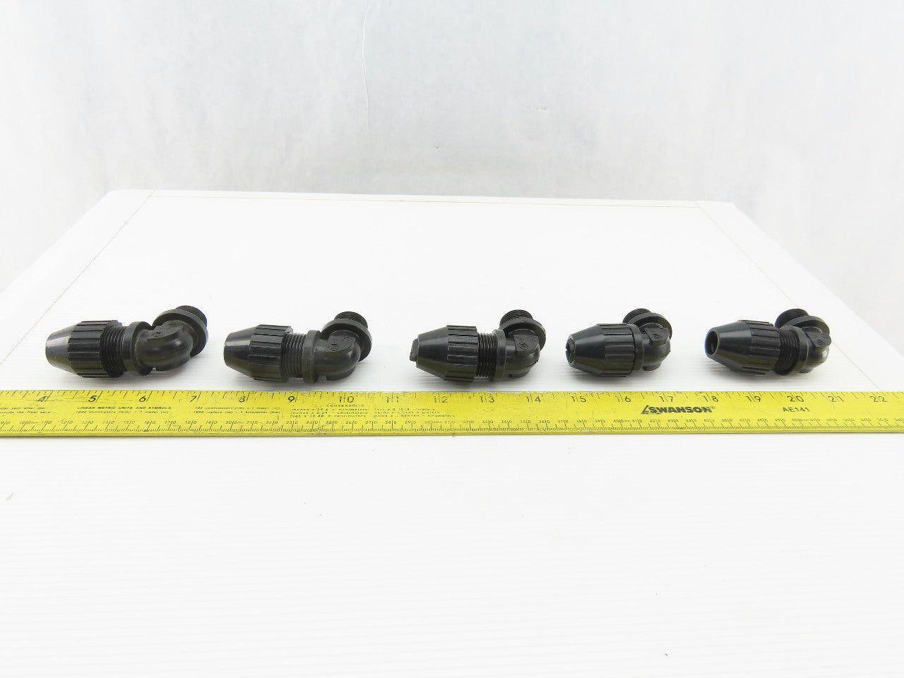 T&B 1/2" Nylon Cable Strain Relief Cable Grip Box Connector Elbow Lot Of 5