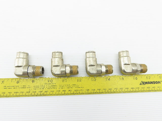 3/8" NPT x 1/2" Tube Push To Connect Stainless Steel 90° Elbow Lot Of 4