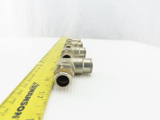 3/8" NPT x 1/2" Tube Push To Connect Stainless Steel 90° Elbow Lot Of 4