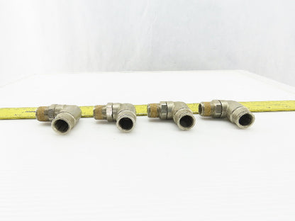 3/8" NPT x 1/2" Tube Push To Connect Stainless Steel 90° Elbow Lot Of 4
