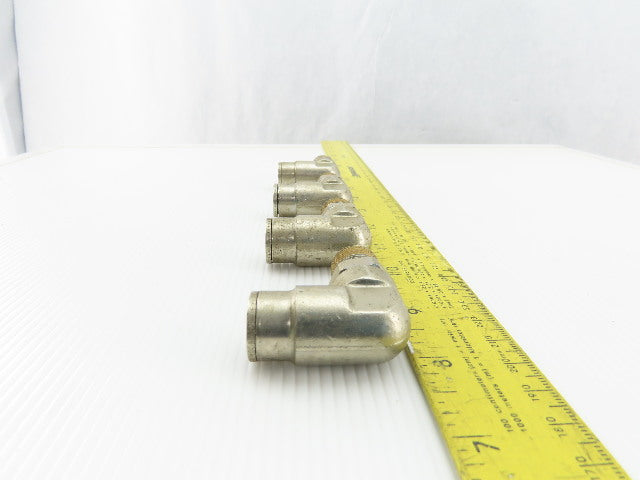 3/8" NPT x 1/2" Tube Push To Connect Stainless Steel 90° Elbow Lot Of 4