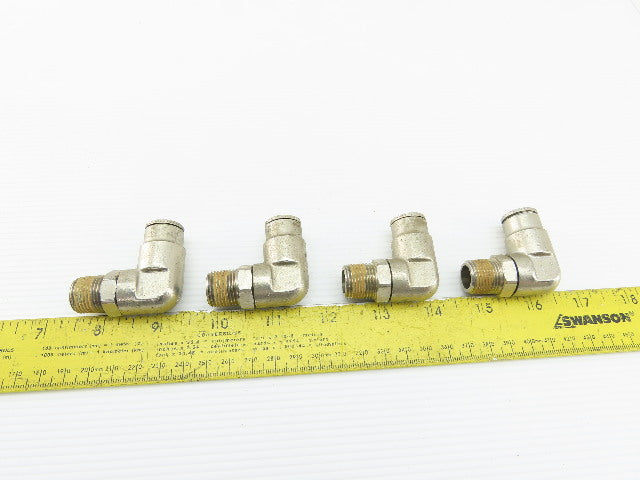 3/8" NPT x 1/2" Tube Push To Connect Stainless Steel 90° Elbow Lot Of 4