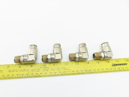 3/8" NPT x 1/2" Tube Push To Connect Stainless Steel 90° Elbow Lot Of 4