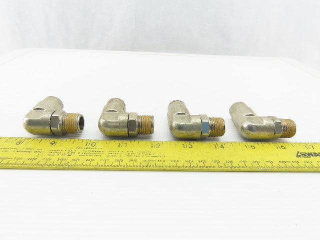 3/8" NPT x 1/2" Tube Push To Connect Stainless Steel 90° Elbow Lot Of 4