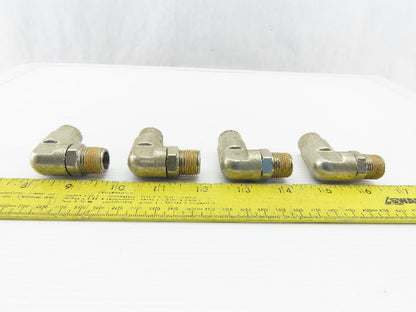 3/8" NPT x 1/2" Tube Push To Connect Stainless Steel 90° Elbow Lot Of 4