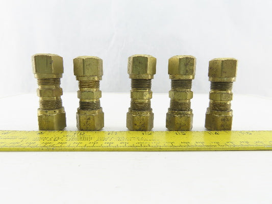 3/8" ID x 1/2" OD Brass Compression Union Lot Of 5