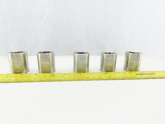 S.150 A182 F316 3/4" Stainless Steel NPT Coupling Lot Of 5