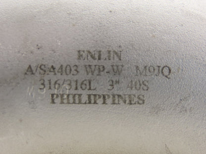 Enlin A/SA403 WP-W M9JQ 3" Butt Weld Stainless Steel 90° Elbow