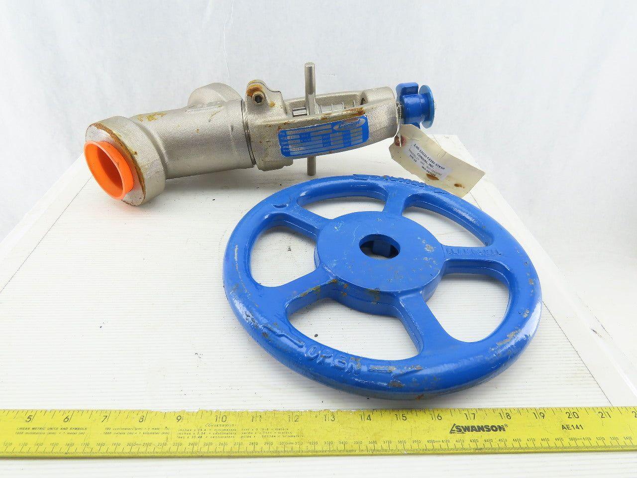Conval STK-10 2" Socket Weld Stainless Steel Globe Valve 1100°F