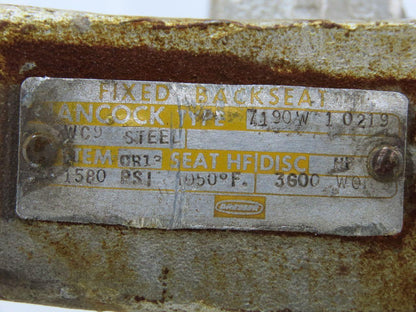 Hancock 7190W 2" Socket Weld Forged Steel Globe Valve 90° 3600 WOG