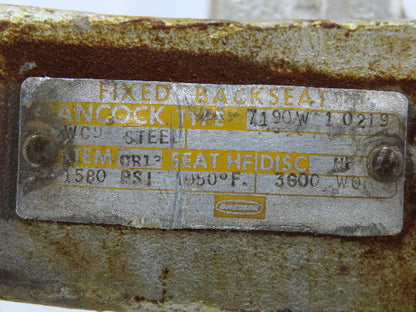 Hancock 7190W 2" Socket Weld Forged Steel Globe Valve 90° 3600 WOG