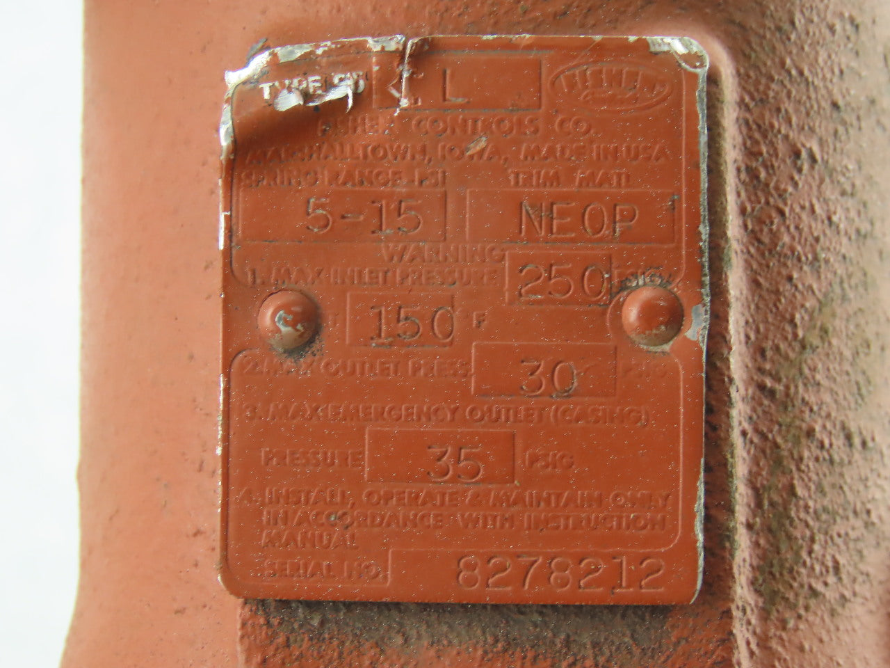 Fisher Model 95L 3/4"NPT 250 PSI Inlet 35 PSI Outlet Pressure Reducing Regulator