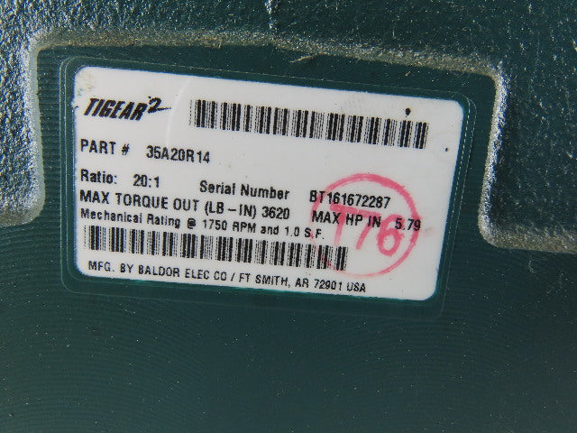 Dodge 35A20R14 20:1 Ratio 88RM 1.5Hp 230/460V 3Ph Gear Motor With Brake