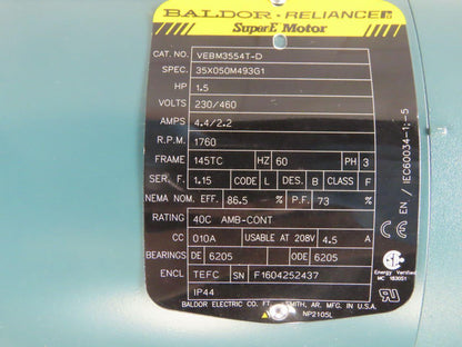 Dodge 35A20R14 20:1 Ratio 88RM 1.5Hp 230/460V 3Ph Gear Motor With Brake