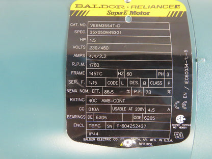 Dodge 35A20R14 20:1 Ratio 88RM 1.5Hp 230/460V 3Ph Gear Motor With Brake