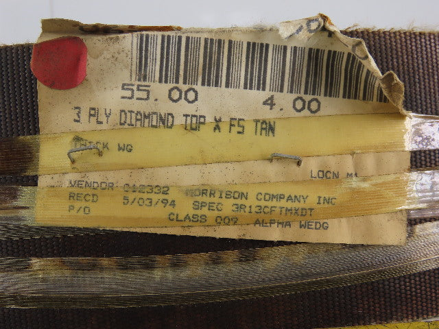 4" 3 Ply Woven Back Diamond Cleat Incline Decline Conveyor Belt 55'