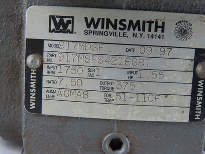 Winsmith 917MDSFA4216GBT 1Hp Gear Motor 7.5:1 Ratio 208-230/460V
