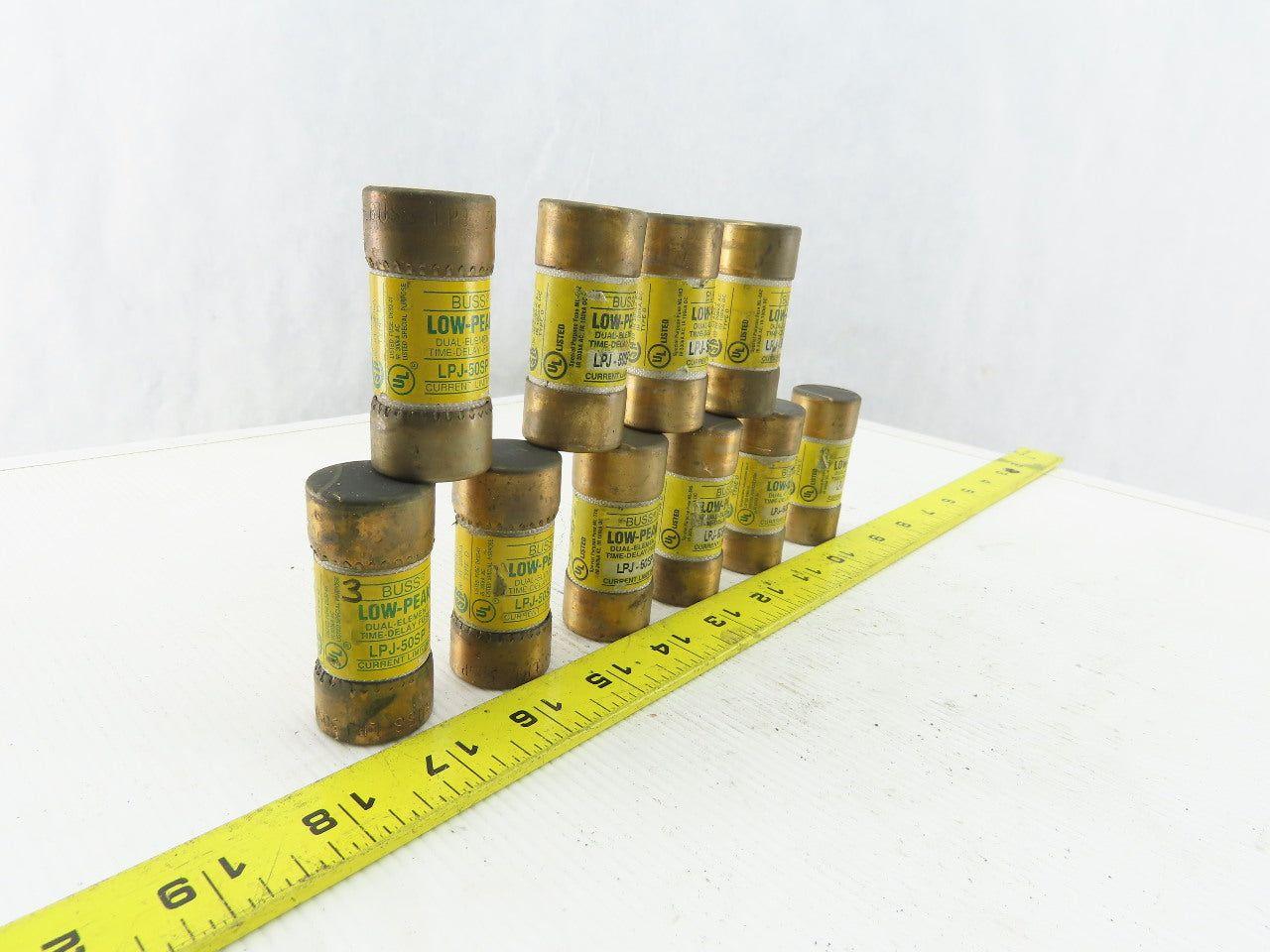 Bussmann LPJ-50SP 50A Fuses Low Peak Class J 600V Low Peak lot of 10