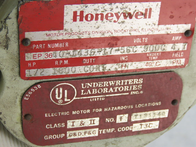 Honeywell EP 3640-1436-17-56C Explosion Proof 90VDC motor W/KTron 7320 Gearbox
