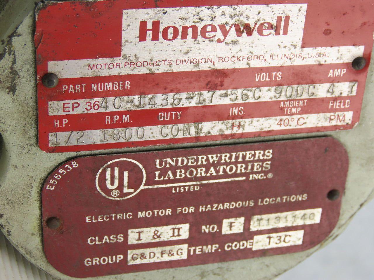 Honeywell EP 3640-1436-17-56C Explosion Proof 90VDC motor W/KTron 7320 Gearbox