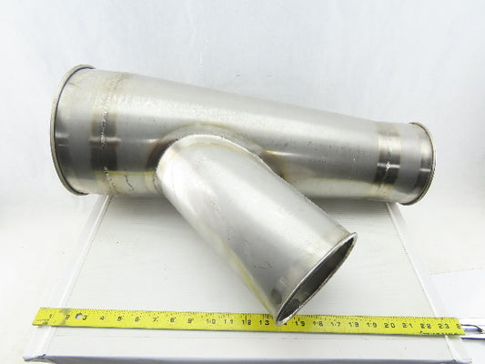 9" Stainless Steel Ductwork Reduced To 6" Branch Wye Fitting Rolled Ends
